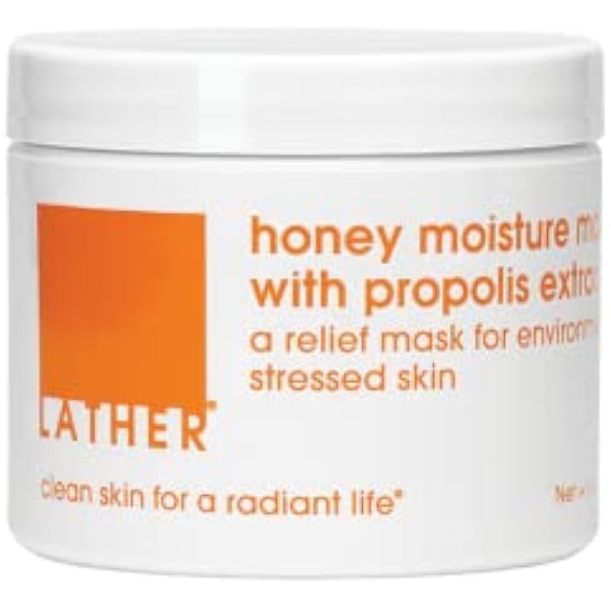 LATHER HONEY MOISTURE MASK WITH PROPOLIS EXTRACT - HYDRATING FACE MASK FOR DULL SKIN - VISIBLY RENEW, MOISTURIZE & BOOST HYDRATION FOR COMBINATION, MATURE & DRY SKIN - 4 OZ - Image 1